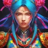 Blue Fantasy Chinese Girl Diamond Painting