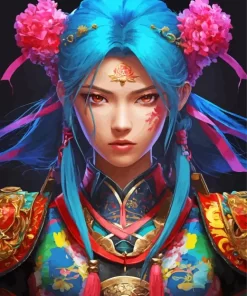 Blue Fantasy Chinese Girl Diamond Painting