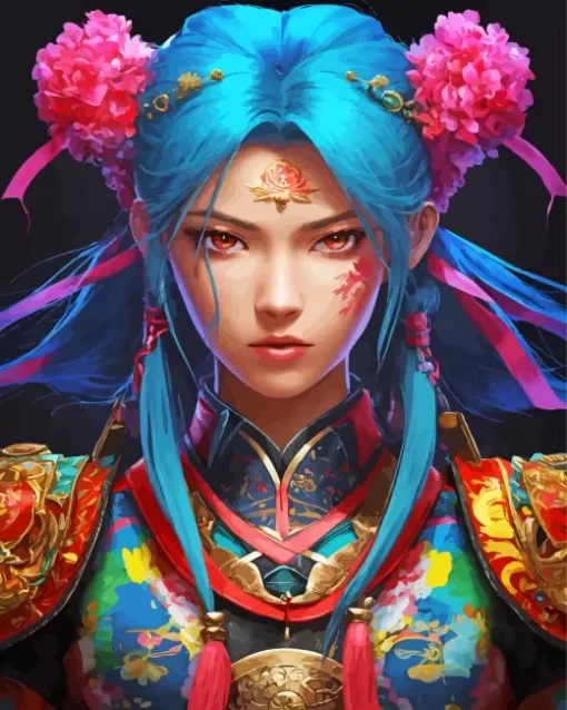 Blue Fantasy Chinese Girl Diamond Painting