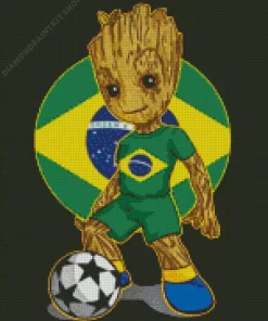 Brazil Groot Soccer Diamond Painting