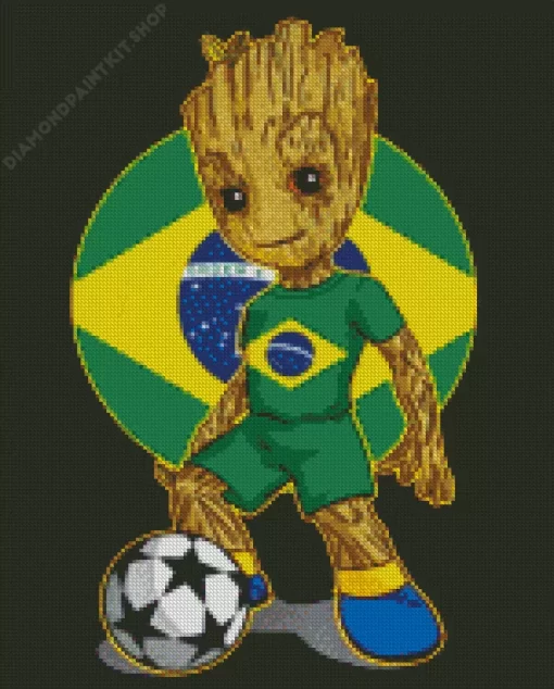 Brazil Groot Soccer Diamond Painting