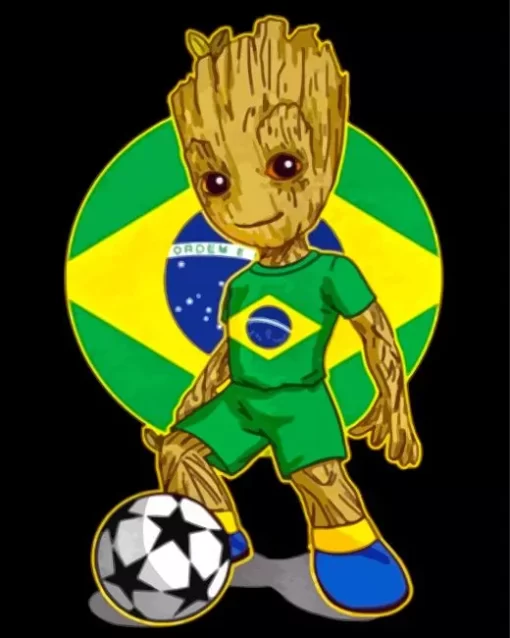 Brazil Groot Soccer Diamond Painting