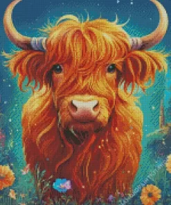 Brown Fluffy Cow Diamond Painting