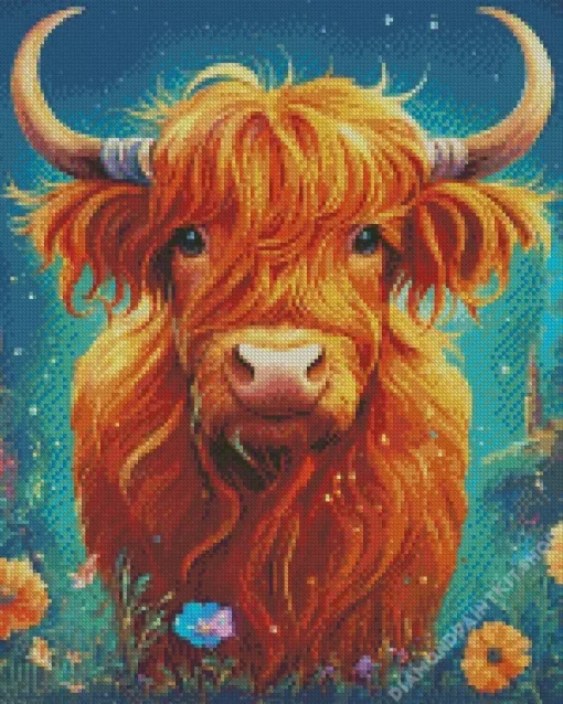 Brown Fluffy Cow Diamond Painting