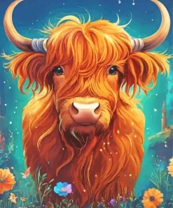 Brown Fluffy Cow Diamond Painting