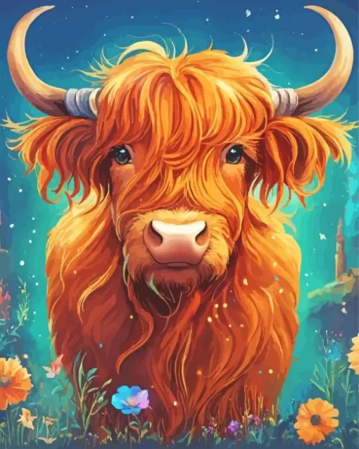 Brown Fluffy Cow Diamond Painting