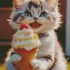 Cat Eating Ice Cream Diamond Painting