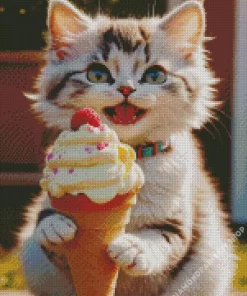 Cat Eating Ice Cream Diamond Painting