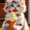 Cat Eating Ice Cream Diamond Painting