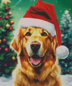 Christmas Golden Retriever In Snow Diamond Painting