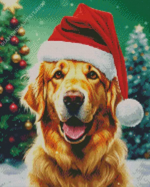 Christmas Golden Retriever In Snow Diamond Painting