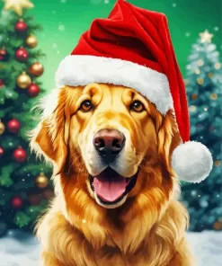 Christmas Golden Retriever In Snow Diamond Painting