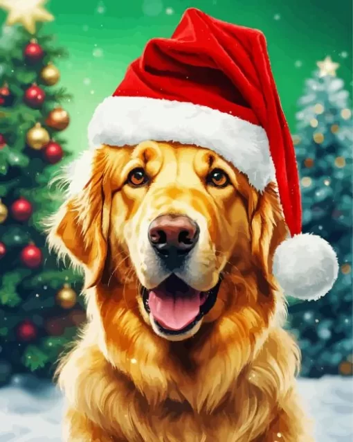 Christmas Golden Retriever In Snow Diamond Painting