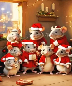 Christmas Mice Diamond Painting