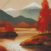 Cool Fall Lake Scenery Diamond Painting