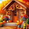 Cool Farmhouse Front Porch Flowers Diamond Painting