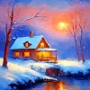 Cool Farmhouse In The Snow Diamond Painting