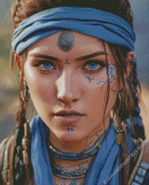 Cool Female Warrior Face Diamond Painting