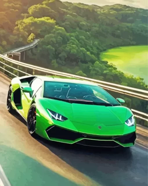 Cool Green Lamborghini Diamond Painting