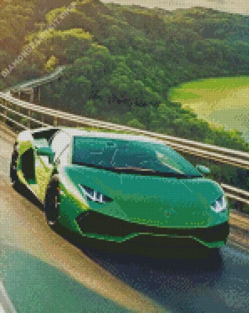 Cool Green Lamborghini Diamond Painting