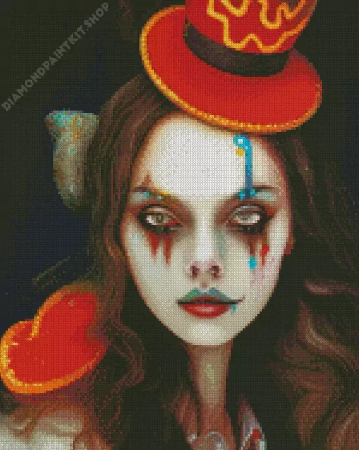 Creepy Evil Clown Girl Diamond Painting