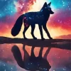 Cute Galaxy Fox Silhouette Diamond Painting