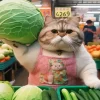 Fat Cat Buying Food Diamond Painting