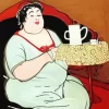 Fat Lady And Coffee Diamond Painting