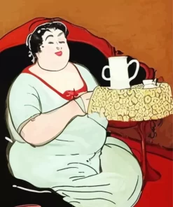 Fat Lady And Coffee Diamond Painting