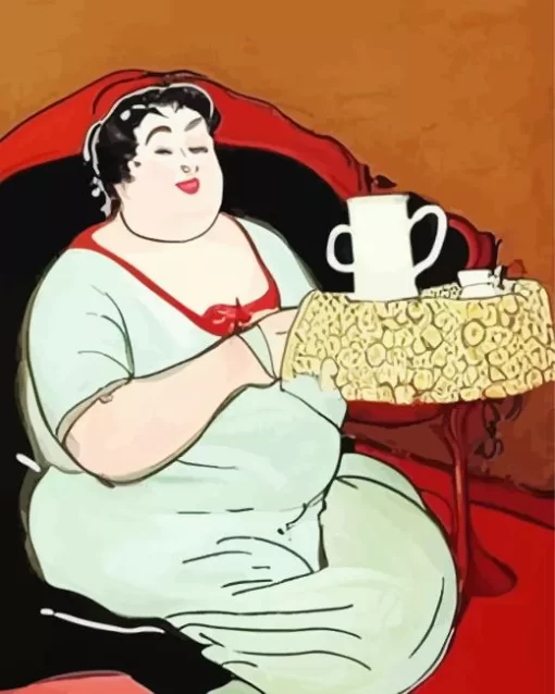 Fat Lady And Coffee Diamond Painting