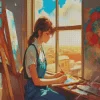 Female Painter Art Diamond Painting