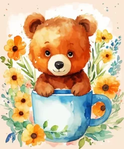 Flowers And Teddy Bear Diamond Painting