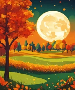 Full Moon Landscape Diamond Painting