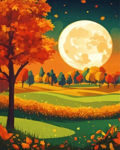 Full Moon Landscape Diamond Painting