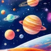 Galaxy Planets Diamond Painting