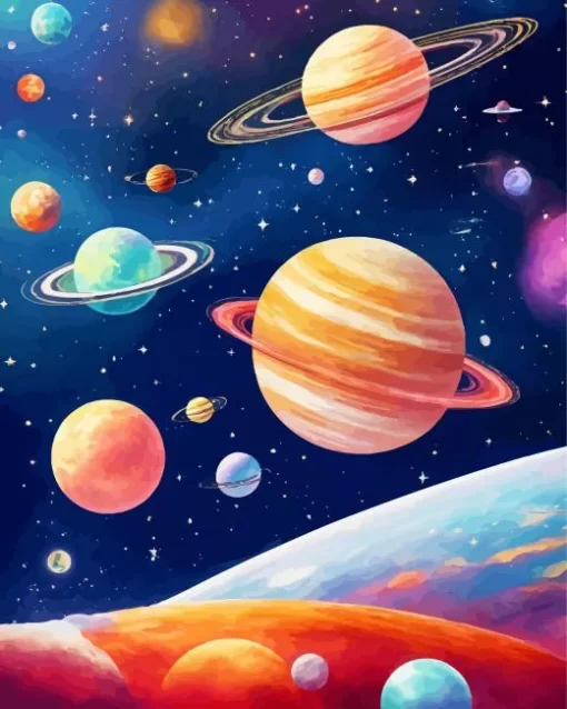 Galaxy Planets Diamond Painting