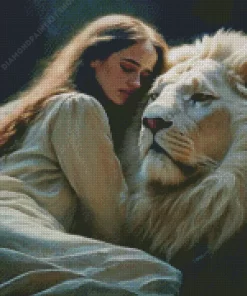 Girl Hugging Lion Diamond Painting