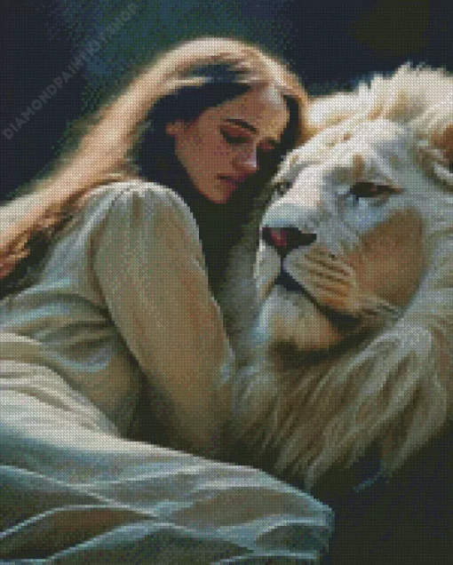 Girl Hugging Lion Diamond Painting