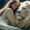 Girl Hugging Lion Diamond Painting