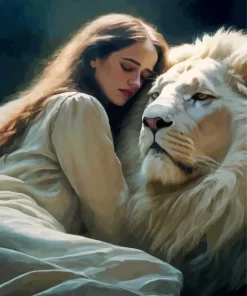 Girl Hugging Lion Diamond Painting