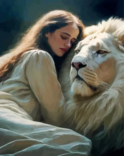 Girl Hugging Lion Diamond Painting