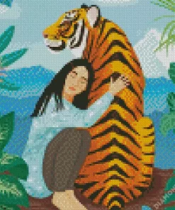 Girl Hugging Tiger Diamond Painting