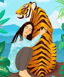 Girl Hugging Tiger Diamond Painting