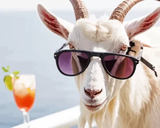 Goat With Sunglasses Diamond Painting