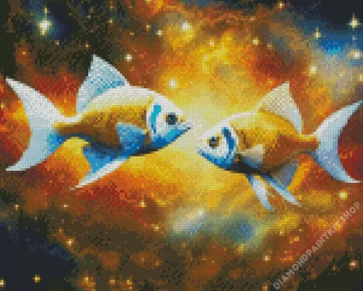 Golden Galaxy Fish Art Diamond Painting