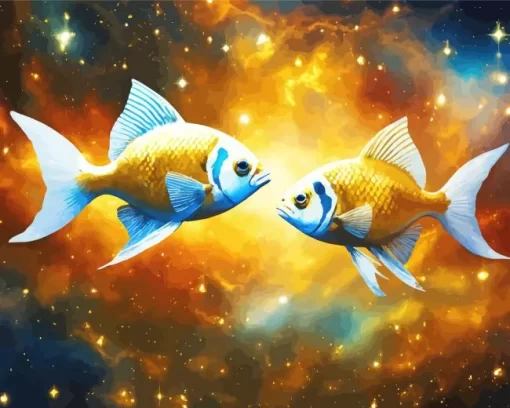 Golden Galaxy Fish Art Diamond Painting