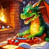 Green Dragon Celebrating Christmas Diamond Painting