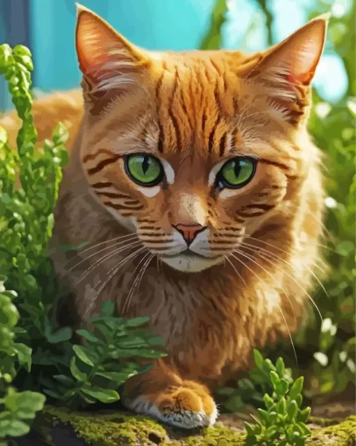 Green Eyed Cat Close Up Diamond Painting