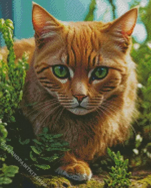 Green Eyed Cat Close Up Diamond Painting