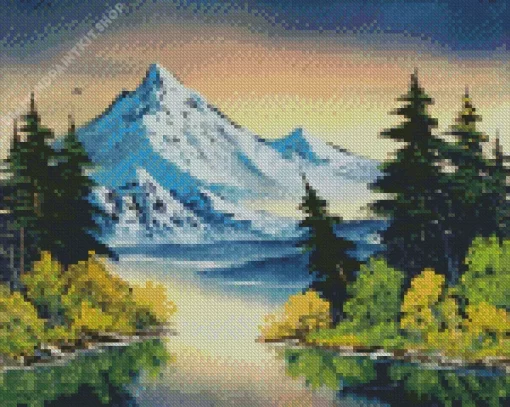 Grey Mountain Bob Ross Diamond Painting